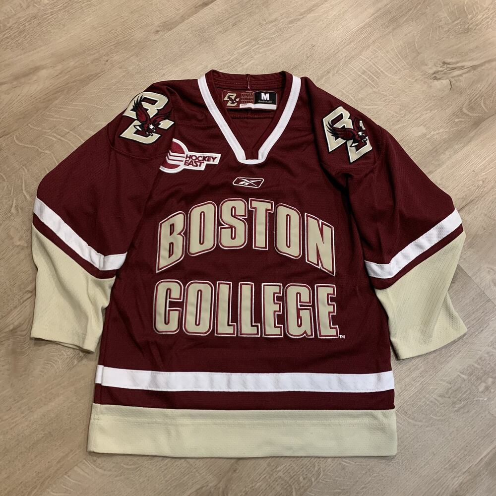 Vintage Y2K Reebok Boston College Eagles Hockey Jersey Youth Boys Medium M Sewn